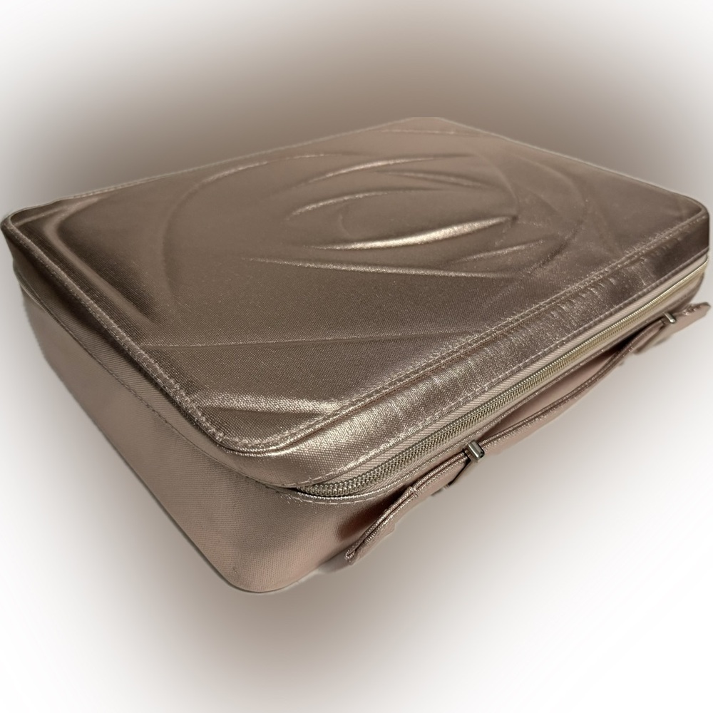 Cosmetics bag, Lancôme, metallic rose gold.